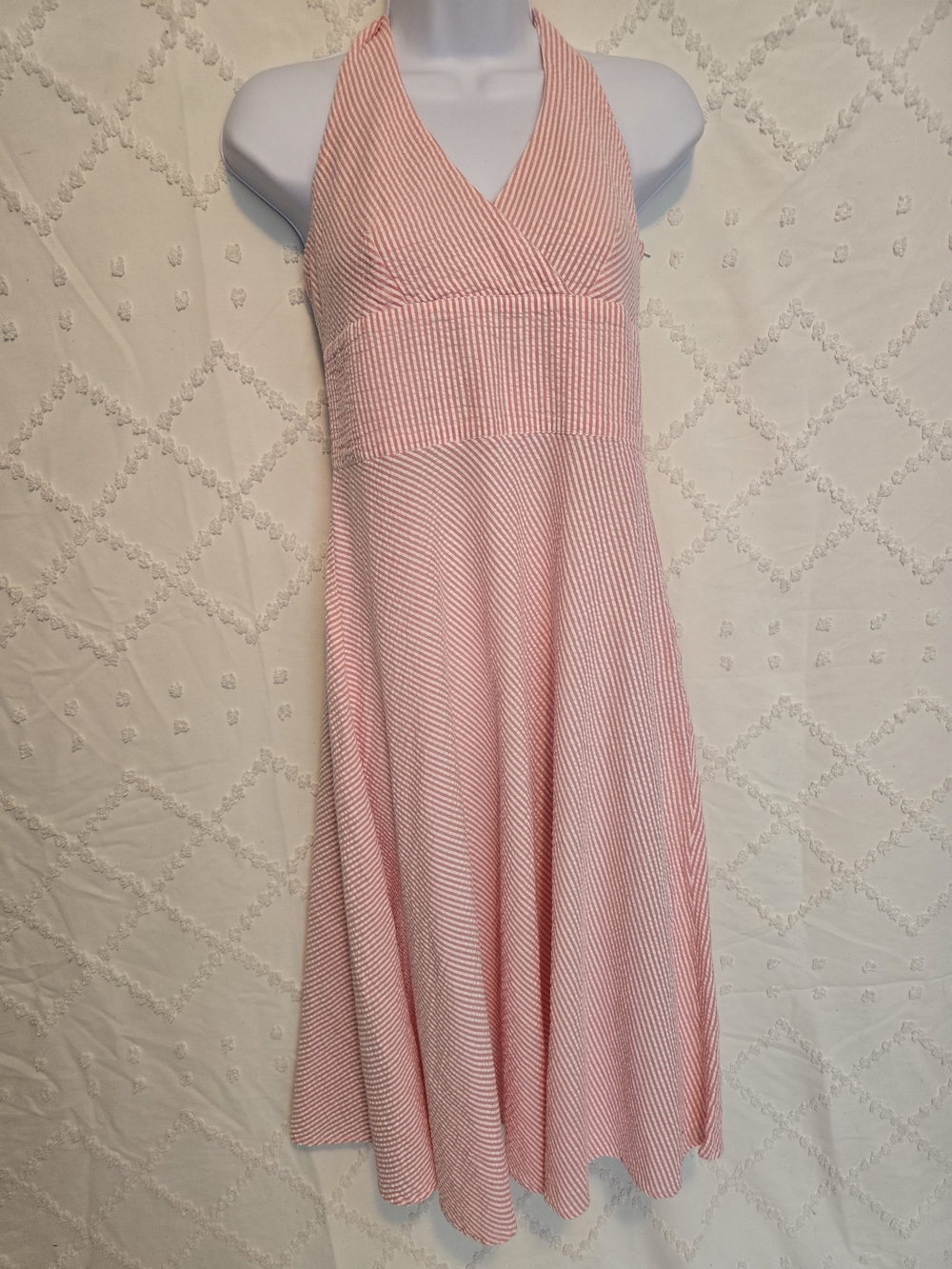 H&M Pink and White Striped Top with Halter Detail